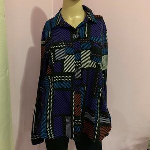 DANA BUCHMAN DRESS blouse L button down sem fit